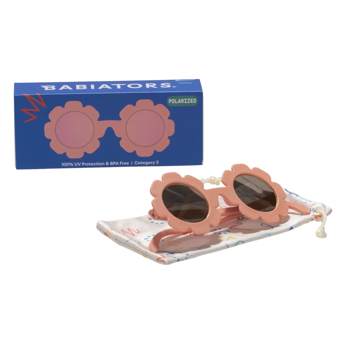 Peach Keen Polarized Flower Sunglasses with Mirrored Lens