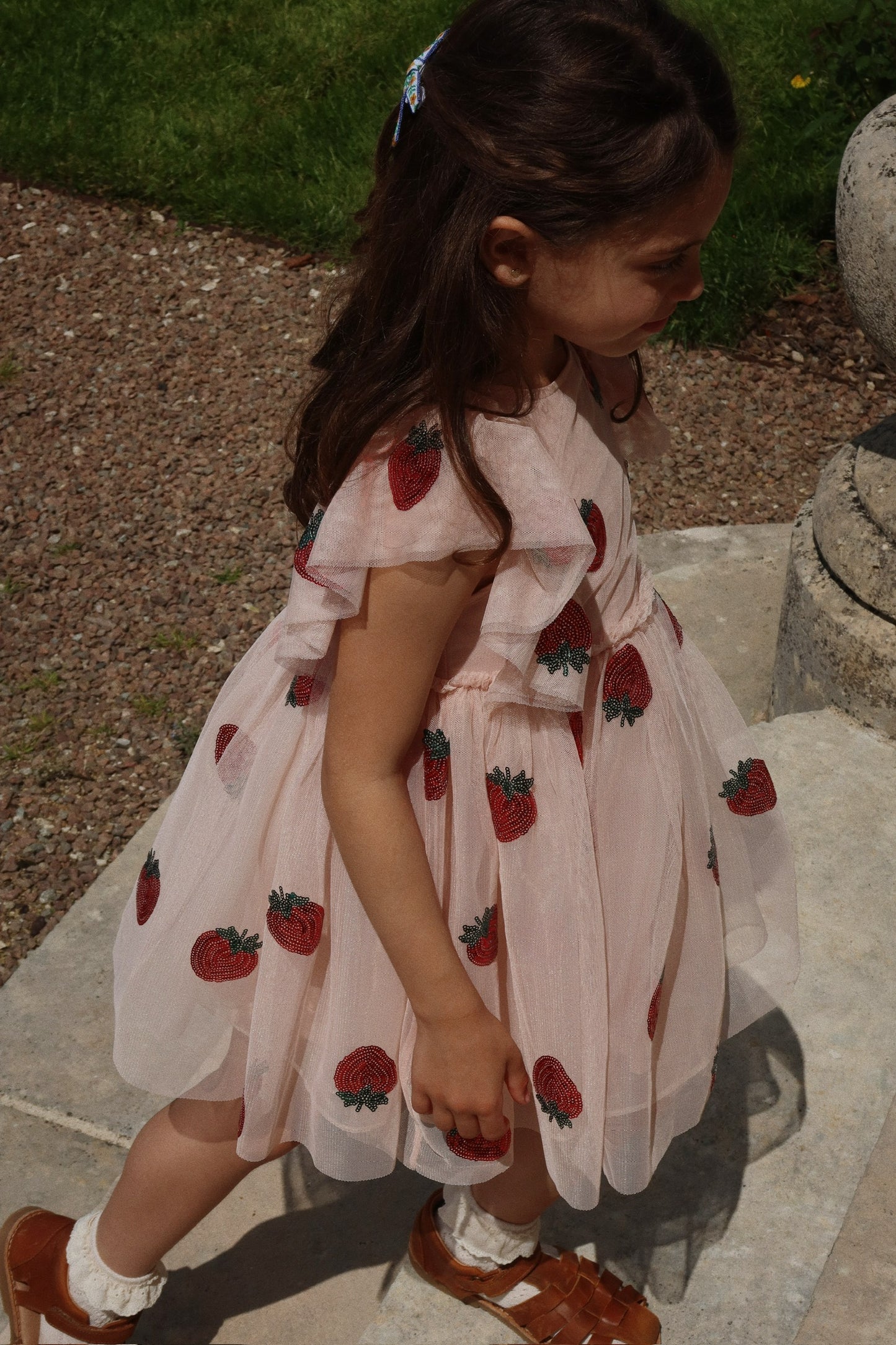 YVONNE FRILL DRESS - STRAWBERRY