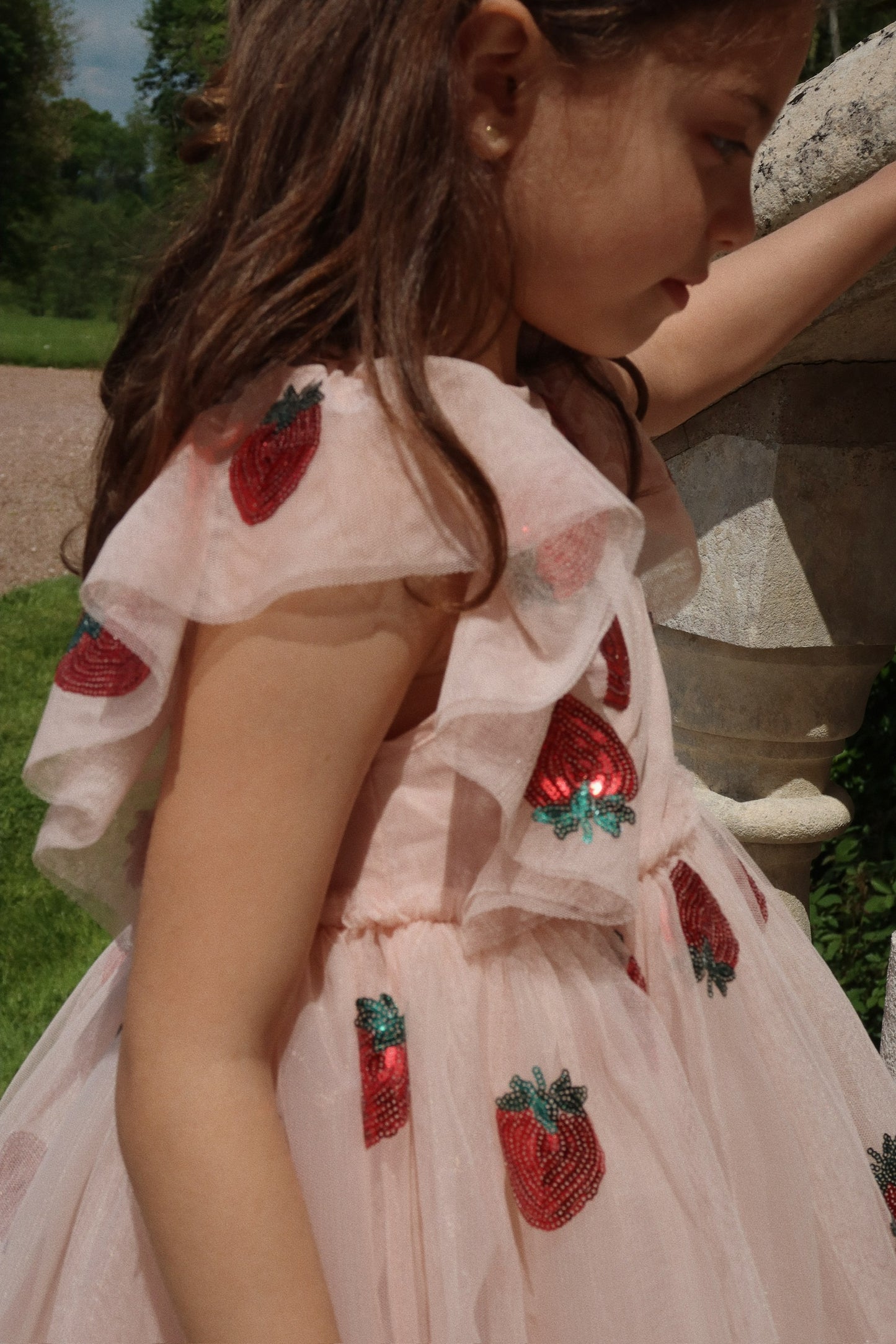 YVONNE FRILL DRESS - STRAWBERRY