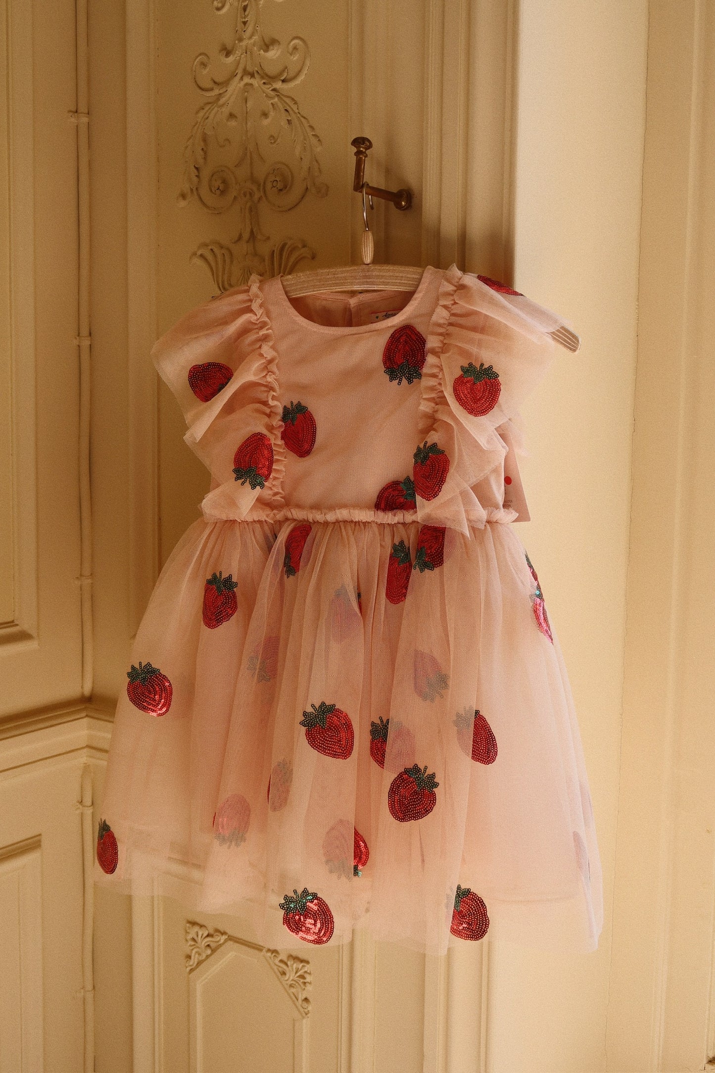 YVONNE FRILL DRESS - STRAWBERRY